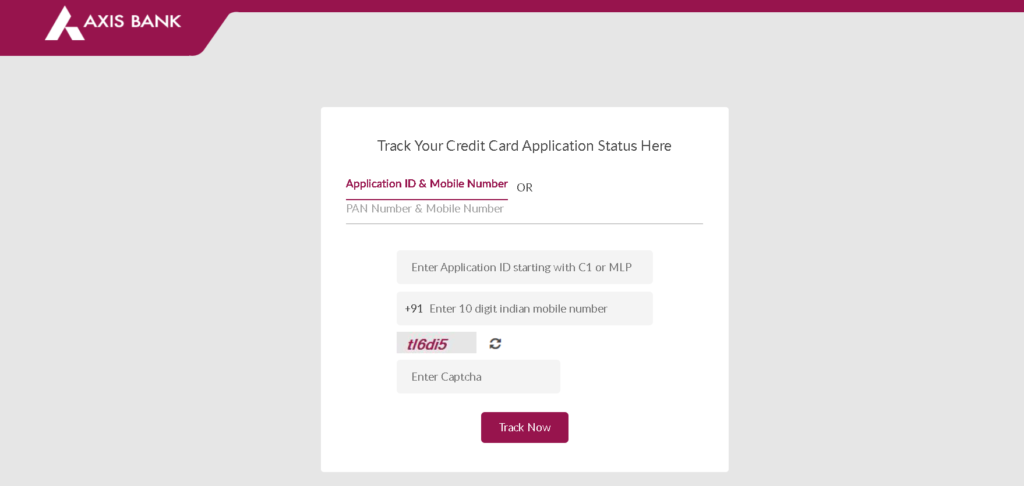 Track Axis Credit Card Status Online by Mobile Number 