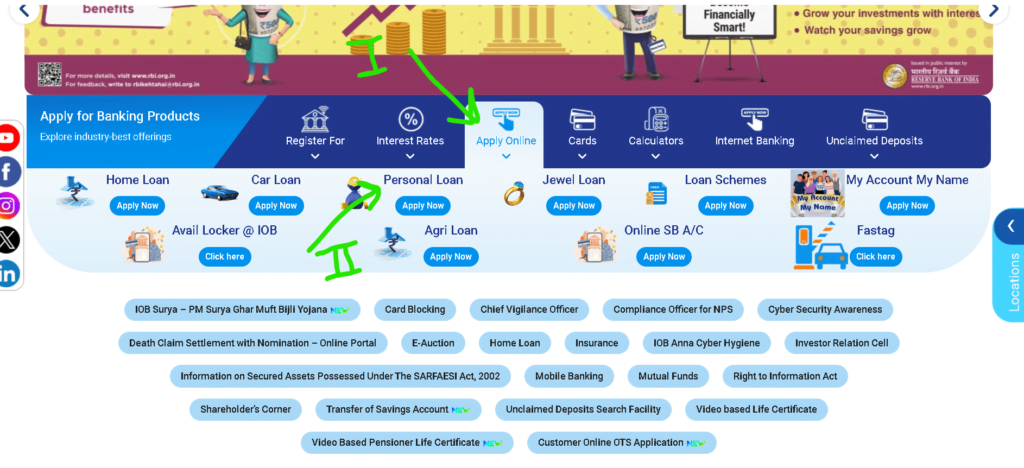 IOB Personal Loan Application Status Check Online