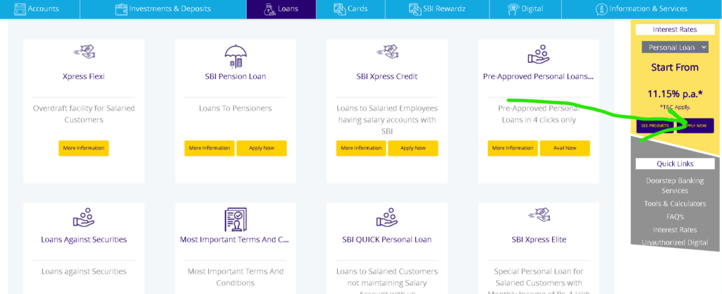 SBI Personal Loan Application Status Check Step-2