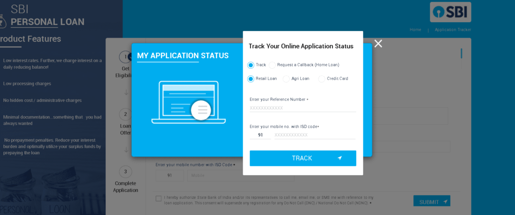 SBI Personal Loan Status Check Step-4