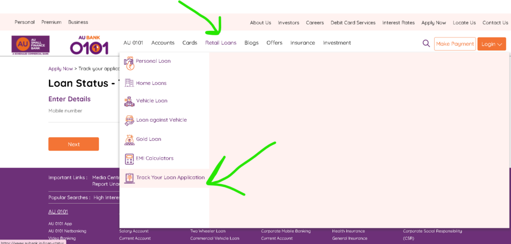 Track AU Small Finance Bank Loan Status Online