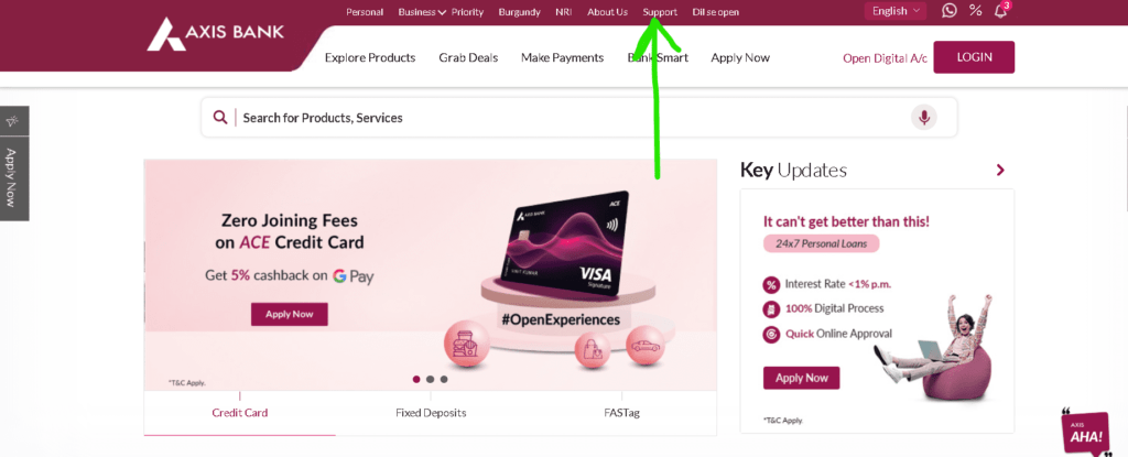 Axis Bank Loan Statement Download Online step 1