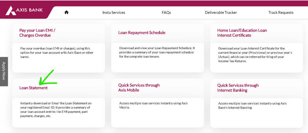 Axis Bank Loan Statement Download Online step 3