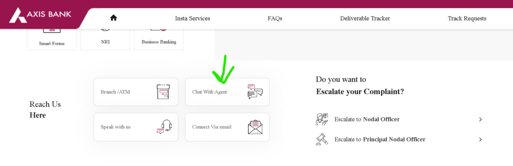 Axis Bank Loan Statement download by chat step 2