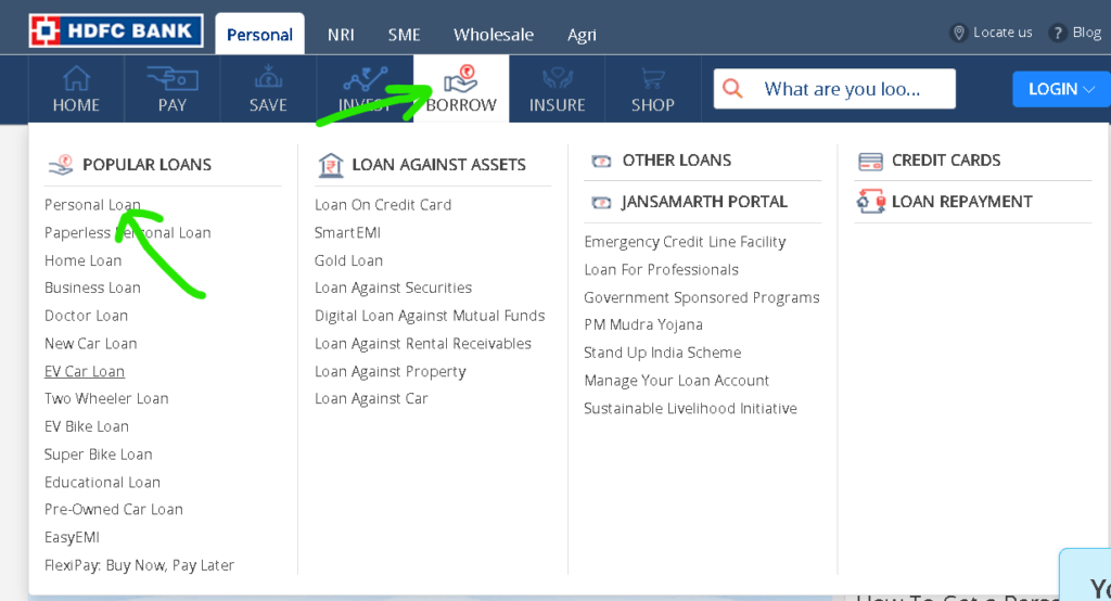 HDFC Bank Loan Statement Download Step 1