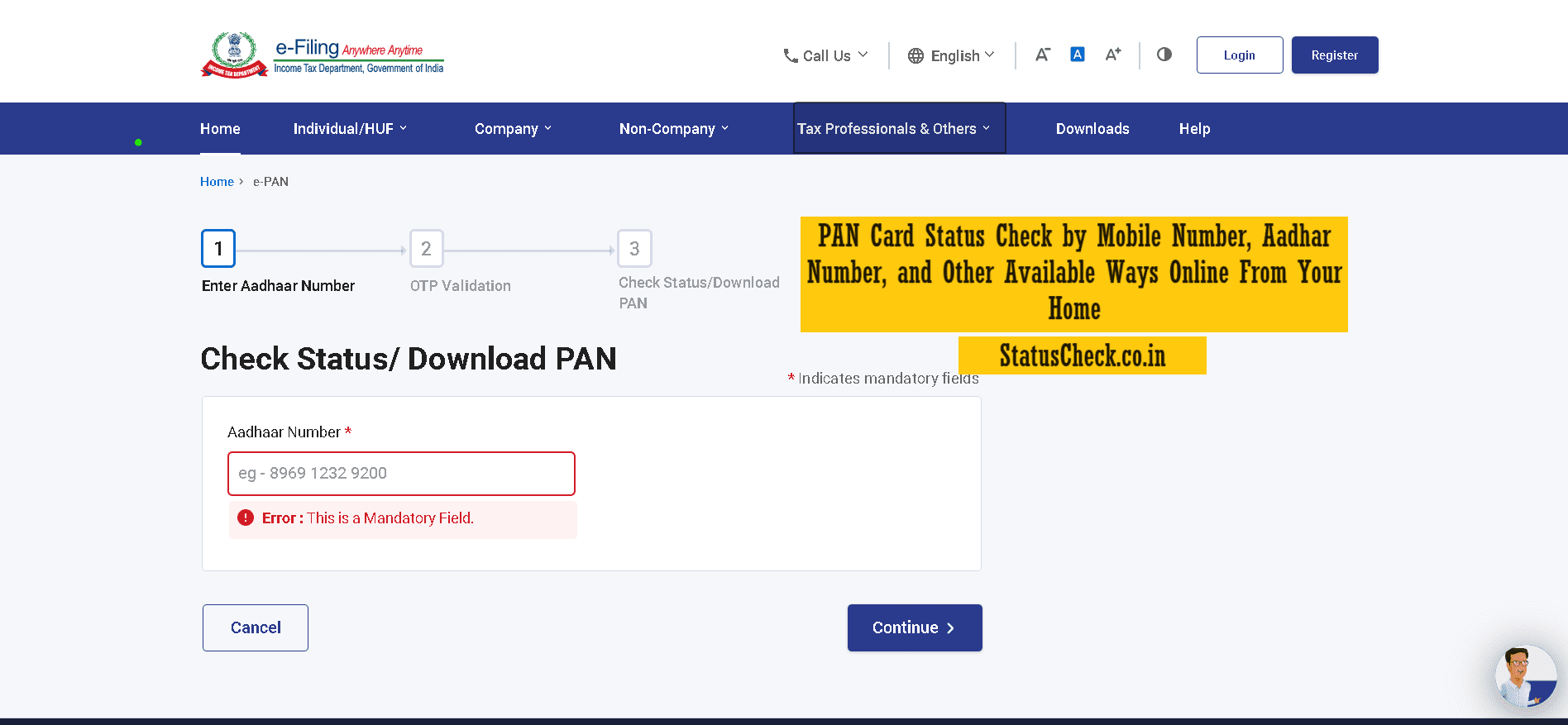 PAN Card Status Check by Mobile Number, Aadhar Number, and Other Available Ways