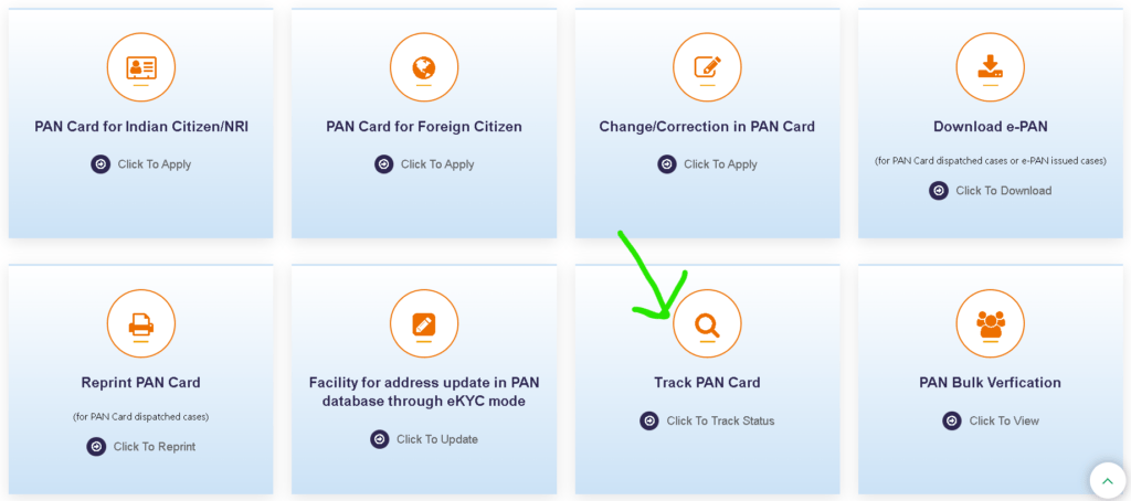 PAN Card Status check by Token Number step 1