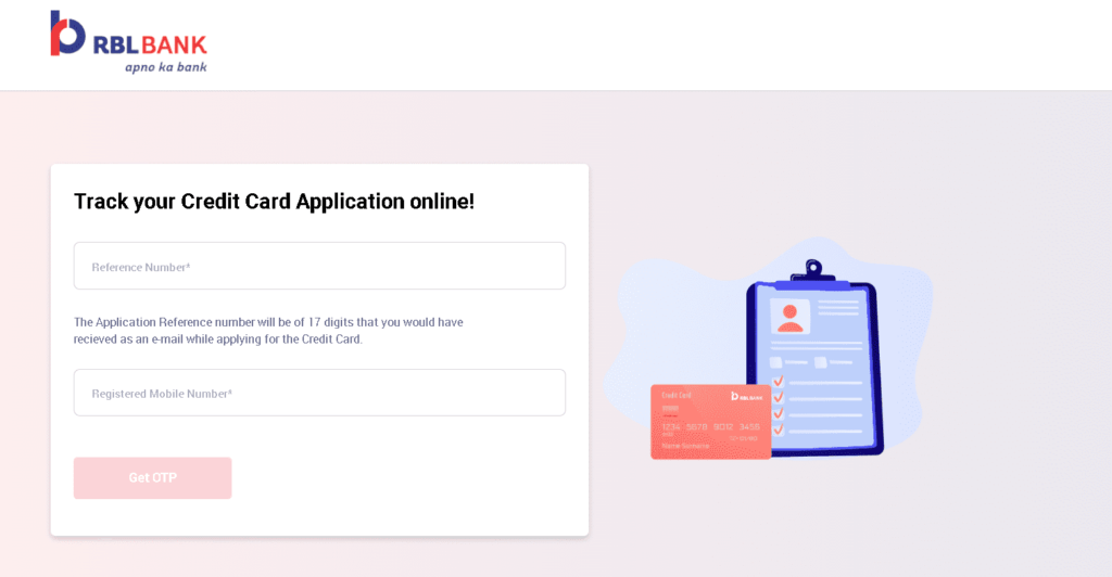 RBL Bank Credit Card Status CHeck Step 2