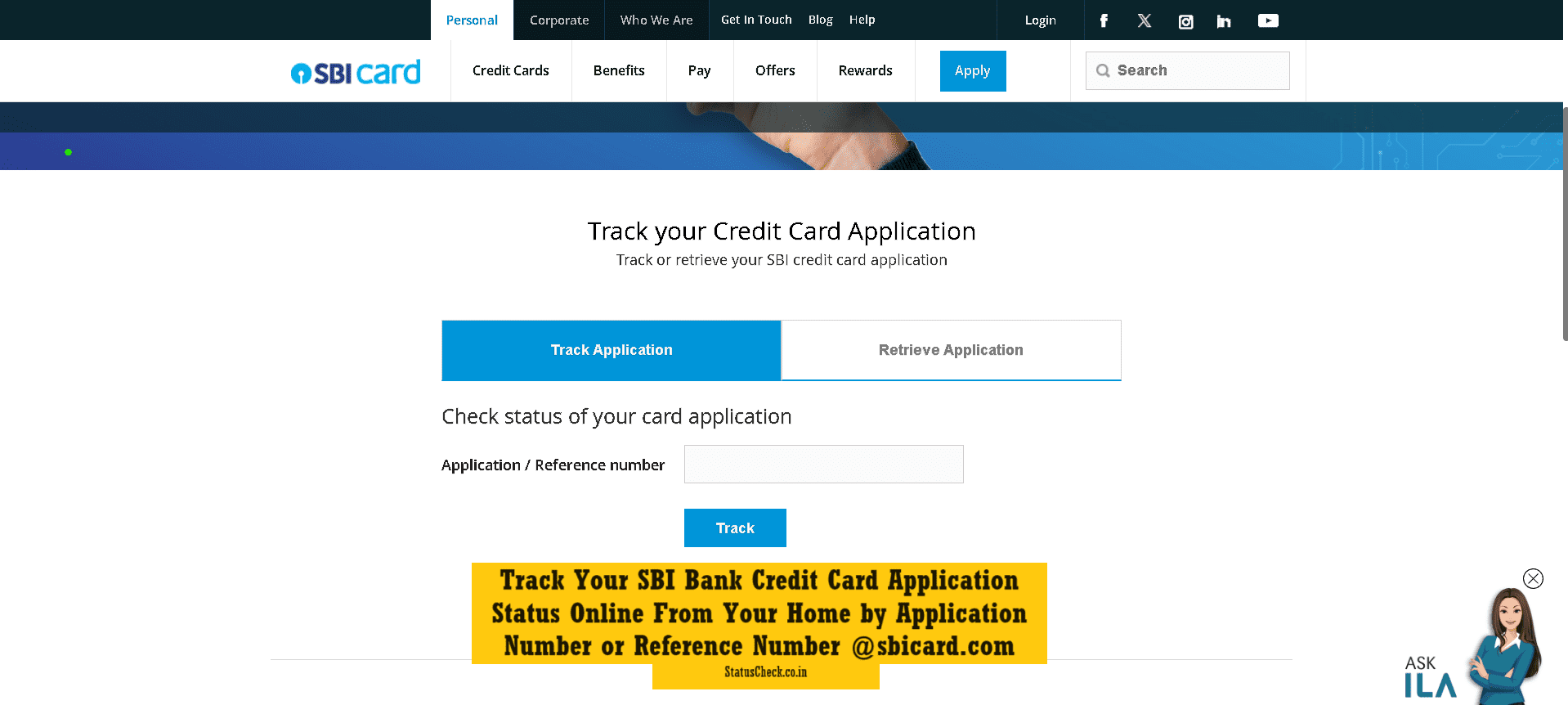 Track Here Your SBI Bank Credit Card Application Status Online by Application Number at @sbicard.com