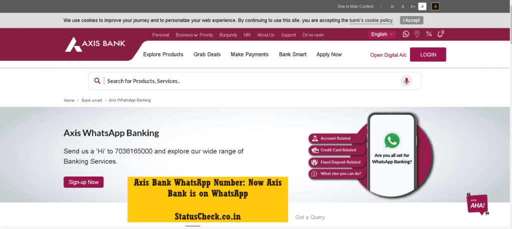 Axis Bank WhatsApp Number