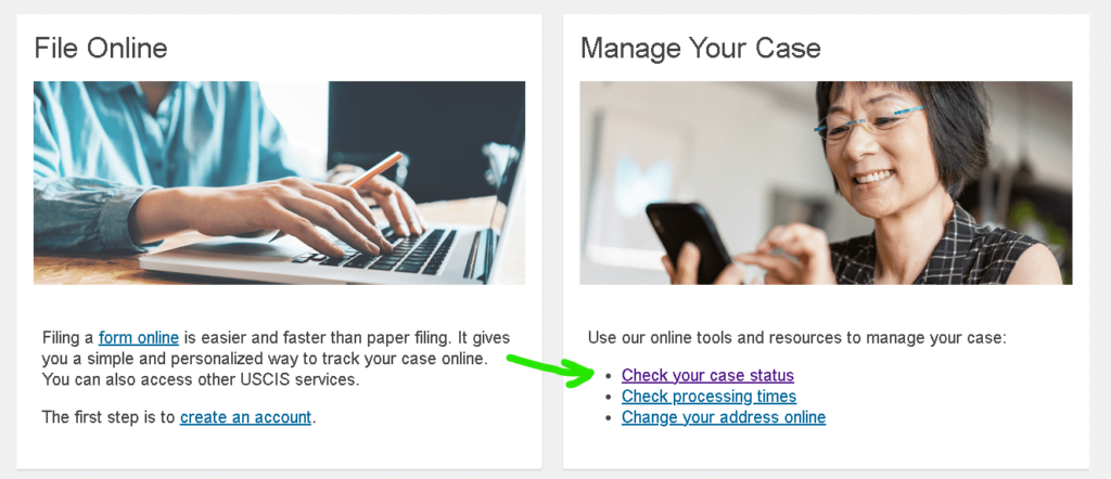 USCIS Case Status Check Step 1