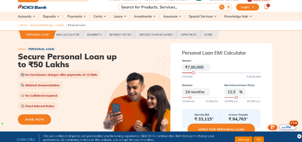 Get Personal Loan Up to 50 Lakhs From ICICI Bank at the Lowest Interest Rate