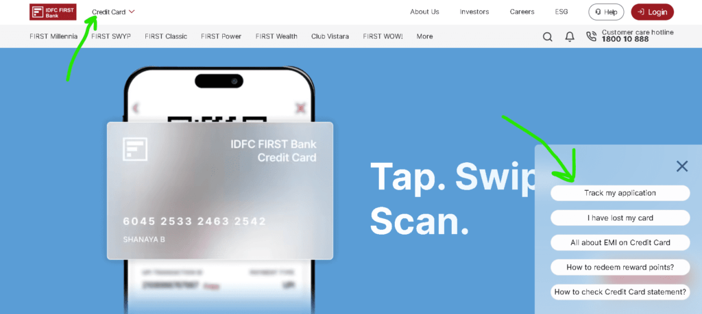 IDFC Bank Credit Card Status Check Online