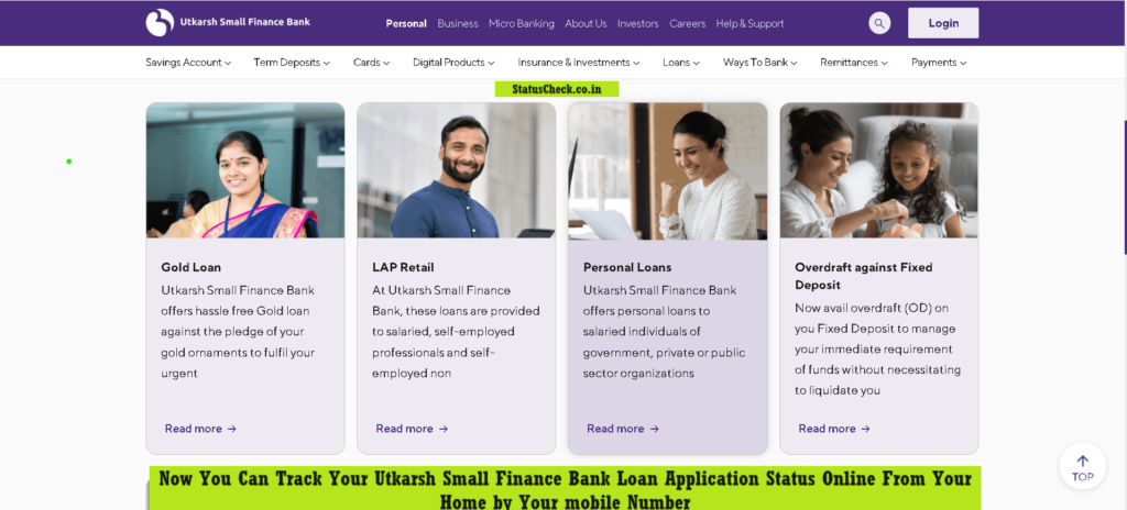 Utkarsh Small Finance Bank Loan Status Check by Mobile Number
