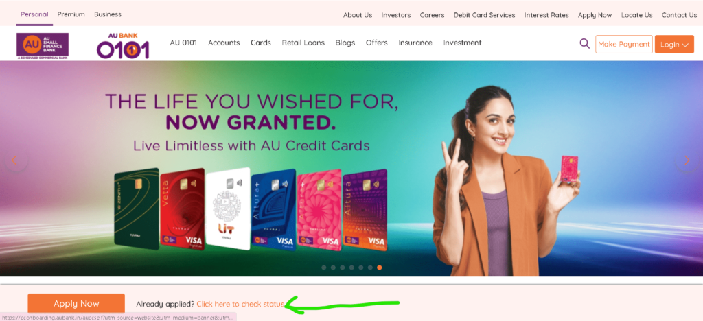 AU Small Finance Bank Credit Card Status Check: Track Your AU Bank CC Application Status Online